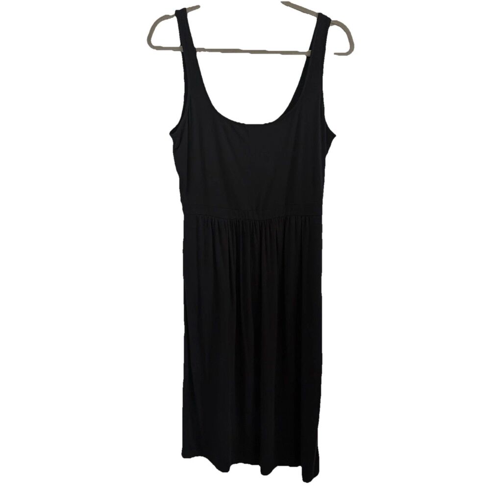 Daily Ritual Womens Sz M Sleeveless Scoop Neck Black Midi Dress Tank Pockets